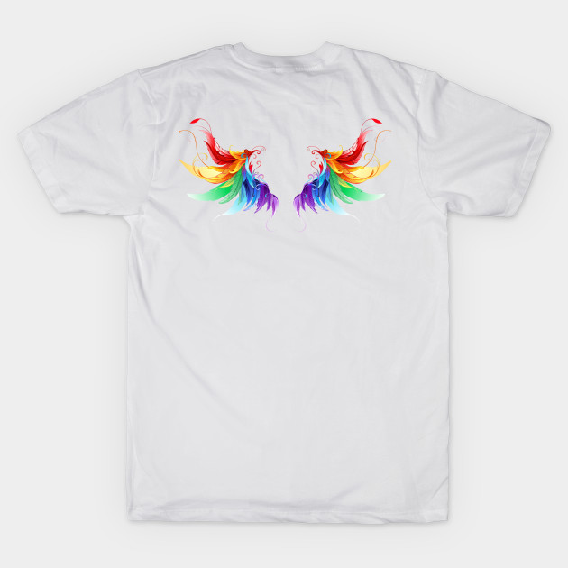 Rainbow Wings T-Shirt/Angel Wings/Designer Apparel/Kids Rainbow Baby/Rainbow Angel Wings Merchandise/Angel Wings Pillow by The Bunni Burrow